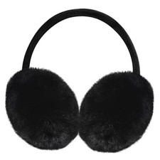 Ear Muffs Winter Women Girls Adjustable Faux Fur Ear Warmers Comfy Cute Black