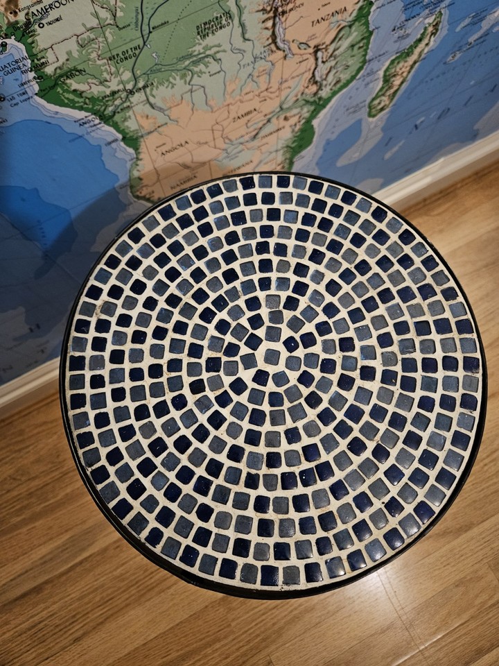 Round Mosaic Side Table - blue | eBay UK