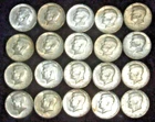 20 Kennedy Half Dollars--40% Silver-1965, '67, '68; Original Family Roll, 230g