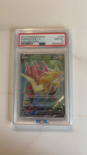 2021 POKEMON SWORD & SHIELD EVOLVING SKIES #178 FULL ART/DRACOZOLT V PSA 10