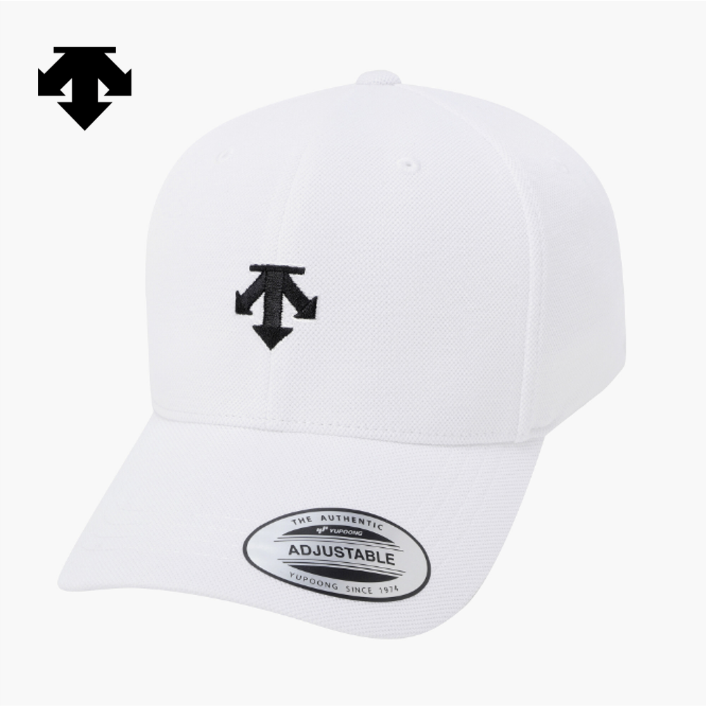 NEW DESCENTE GOLF Men's Premium Pique Embroidered Cap Bright White