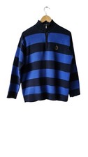 LAUREN RALPH LAUREN Vintage Men's Royal  Navy Blue 1/4 Zip Chunky Sweater Sz-L