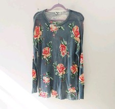 Show Me Your MuMu Gray Bonfire Sweater Sweetheart Marine Knit Floral Rose (M)