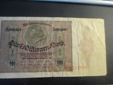Germany 5000000, 5 Million Mark 1923, Used Circ.  Reichsbanknote 