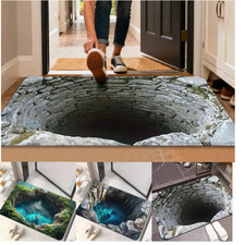 3D Optical Illusion Endless Abyss Non-Slip Door Mat  for Bathroom Floor Mat