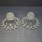 Pair of Vintage Anchor Hocking Boopie Glass Candlestick Candle Holders