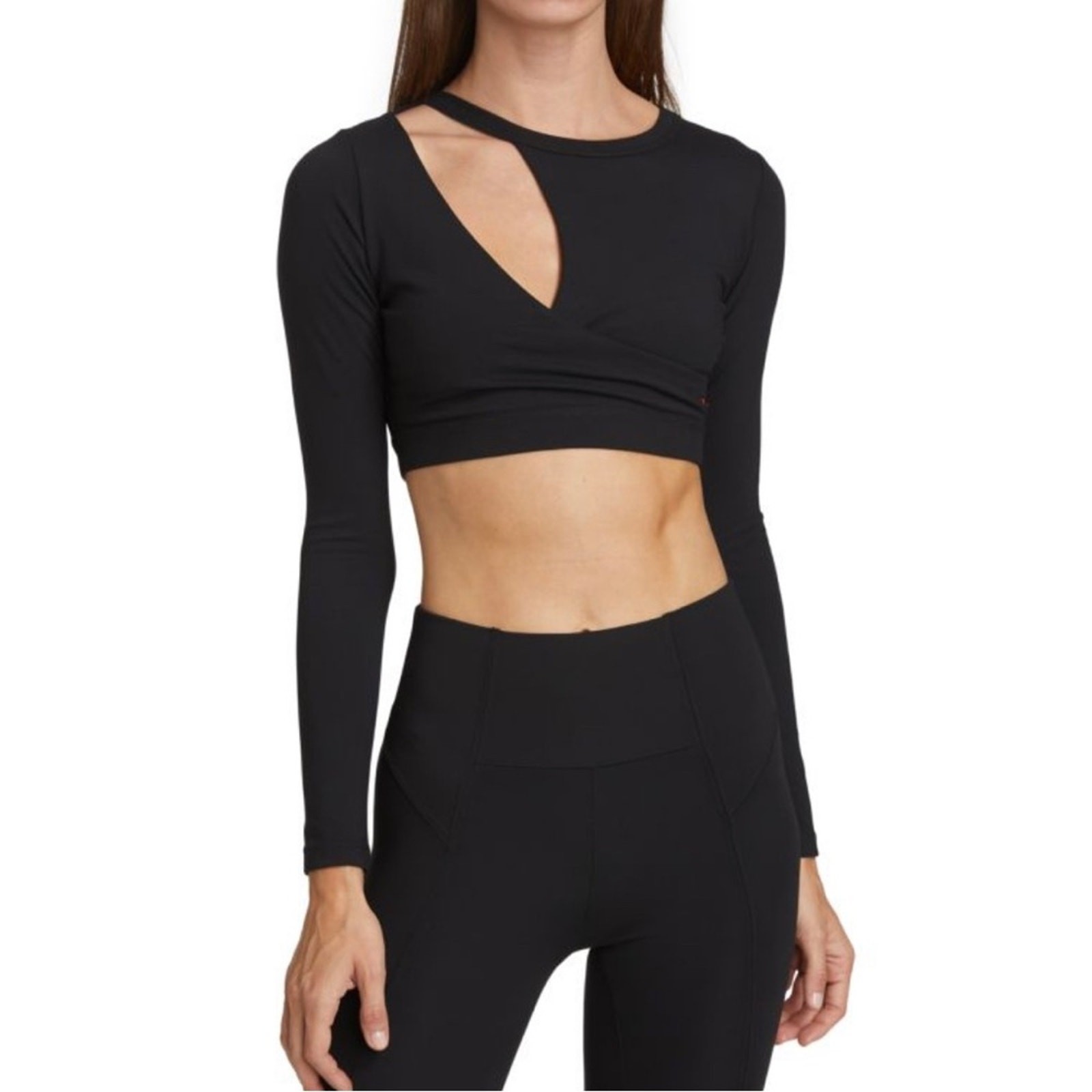 NWT n:Philanthropy Roxbury Cutout Black Long Sleeve Cropped Top XL