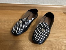 Tory Burch Triangle Geo Black Charm Loafer Flats Slip-On Women 8 M Leather