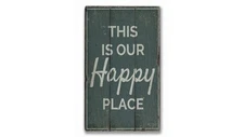Our Happy Place Novelty Distressed Sign, Personalized Wood Sign