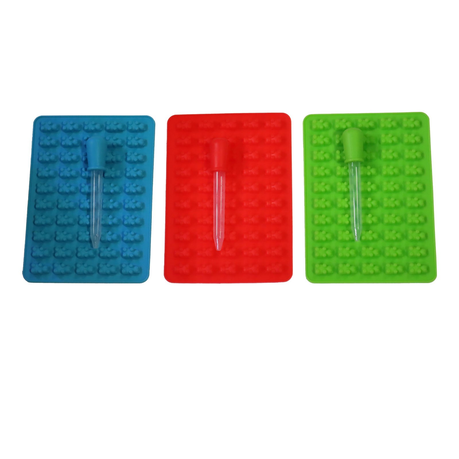 3pcs Gummy Bear Mold Silicone Candy Making Supplies with 3 Droppers