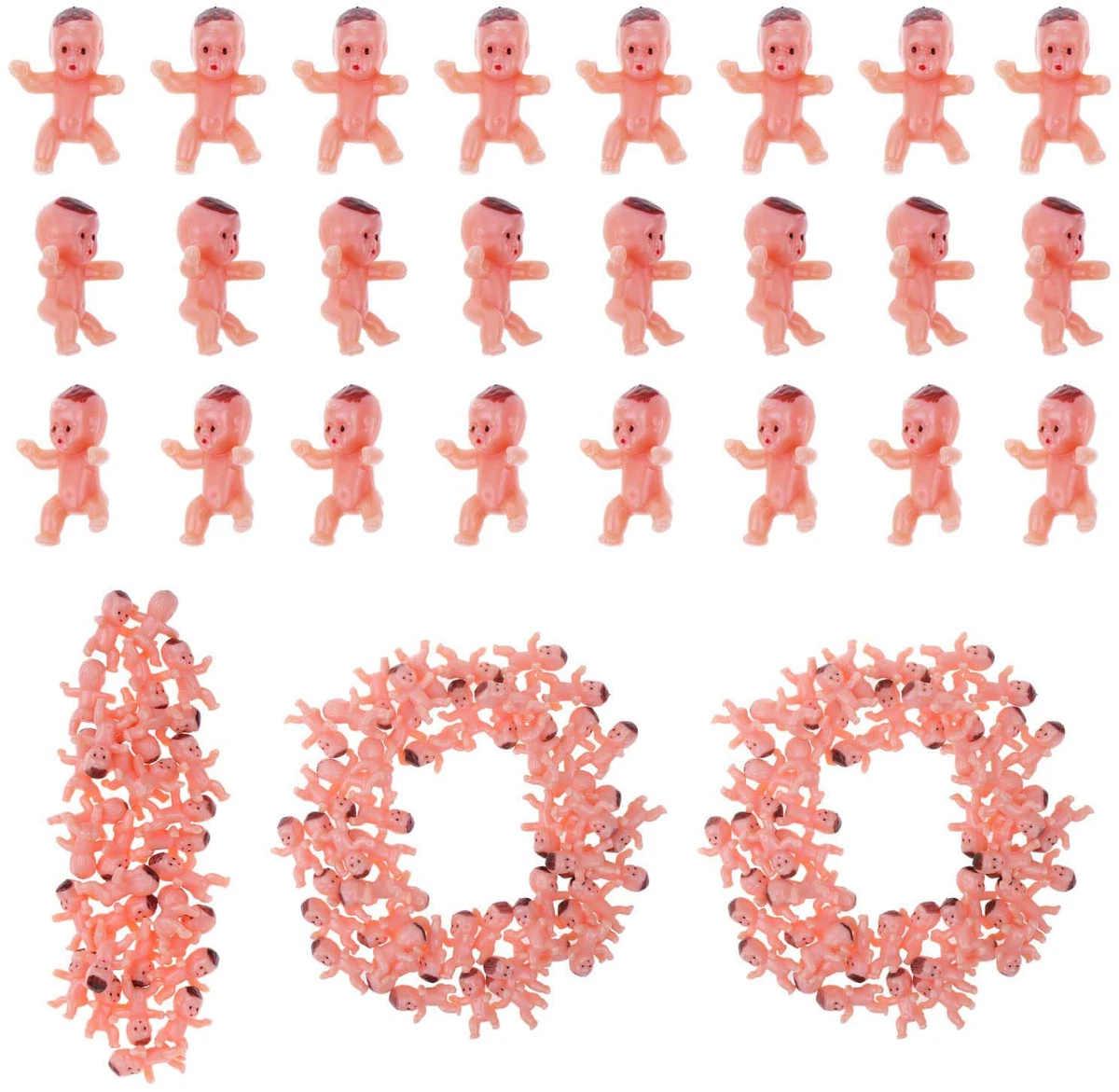 YAXINRUI 100PCS Mini Plastic Babies, 1'' Mini Babies Tiny Baby Figurines  King Cake Babies Little Plastic Babies for Ice Cube Game My Water Broke  Games