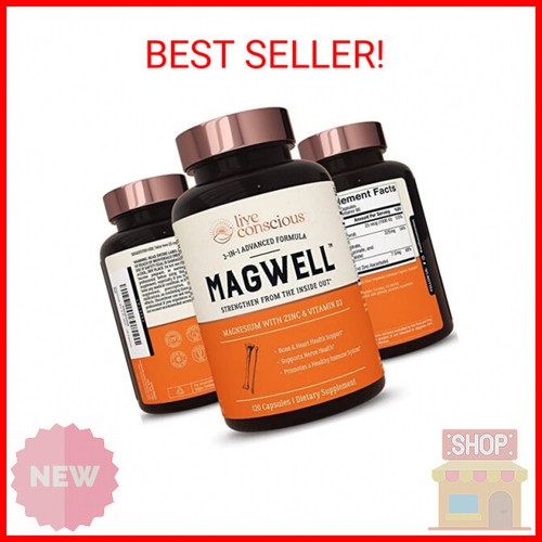 Magwell Magnesium Zinc & Vitamin D3 Highly Bioavailable Magnesium