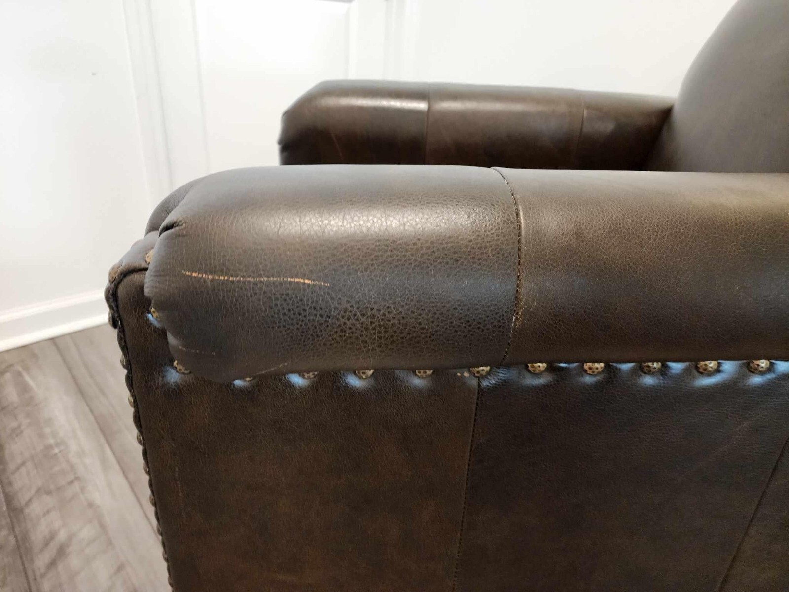 Vintage Thomasville Leather Club Chair With Ottoman Brown