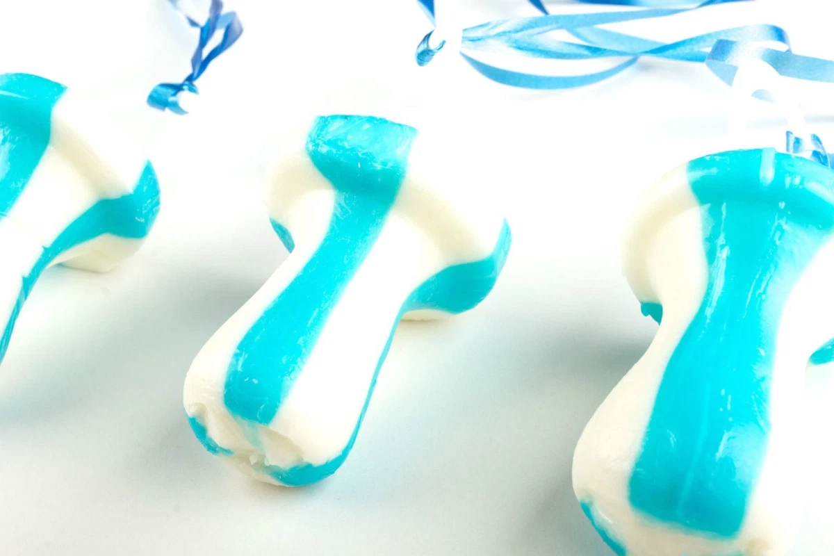 BLUE AND WHITE BABY SHOWER DUMMY RETRO CANDY SWEETS LOLLYPOPS WEDDING FAVOUR