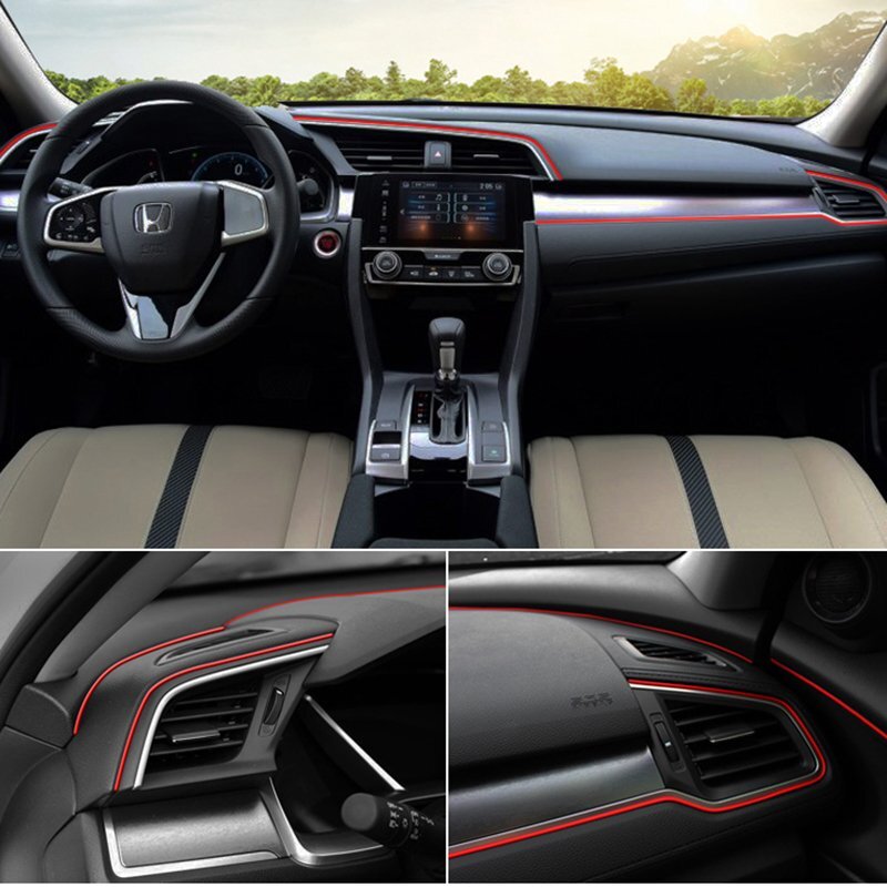 5M DIY Interior Chrome Trim Universal Car Molding Strip Flexible Line Decoration