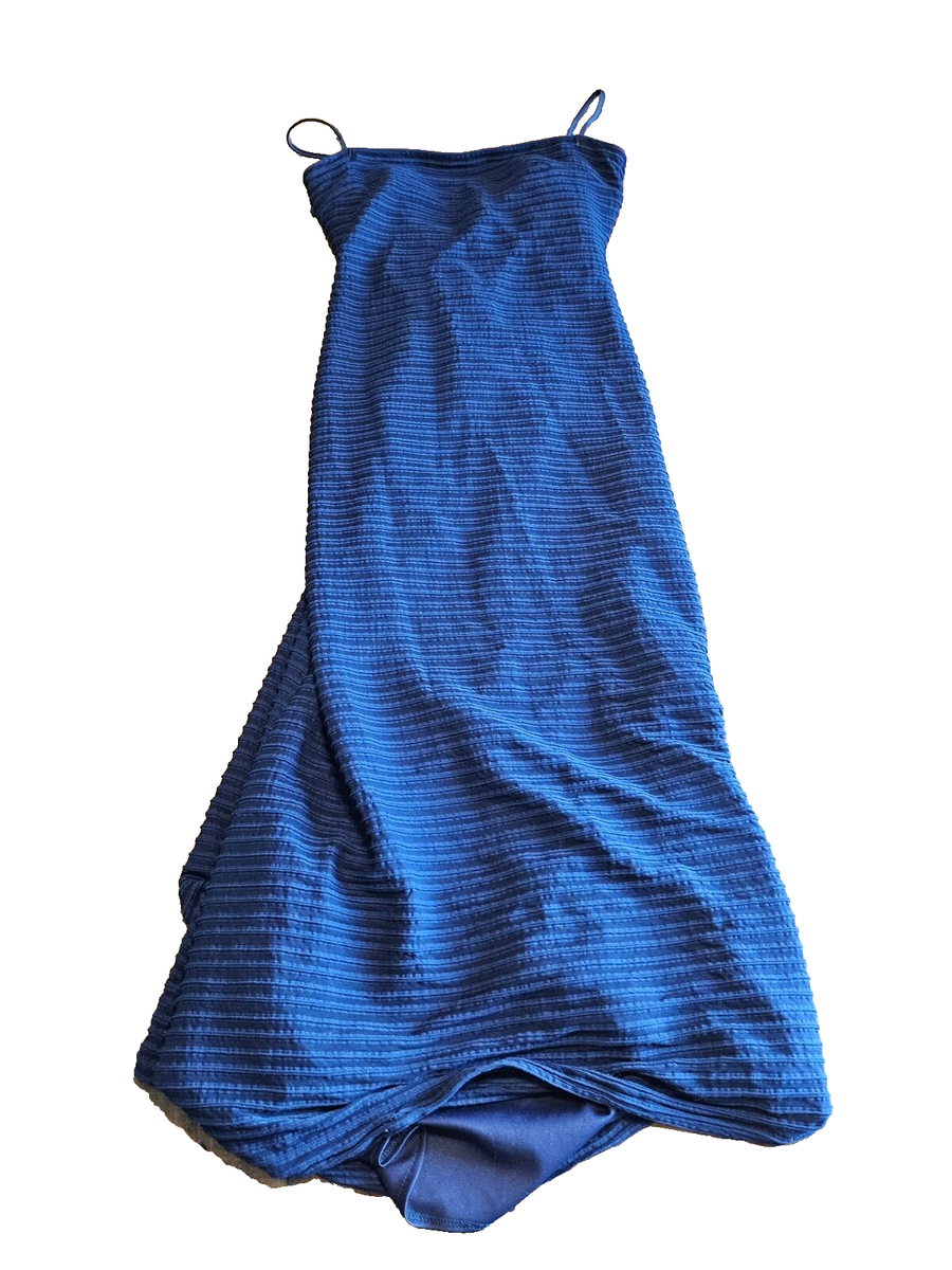 JS Collections MAXI DRESS (6) NAVY BLUE Sleeveless LINED Zipper Close FORMAL