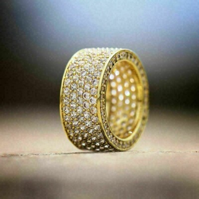 2Ct Round Cut Lab-Created Diamond Men's Pinky Band Ring 14K Yellow Gold Finish