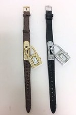 NEW GENEVA SILVER,GOLD TONE,CRYSTALS GLITZ,PYTHON FAUX LEATHER,MOP,CHARM WATCH