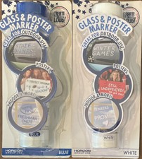 Glass Poster Marker Art Craft Set Of 2 WHITE And BLUE Graduation Windows