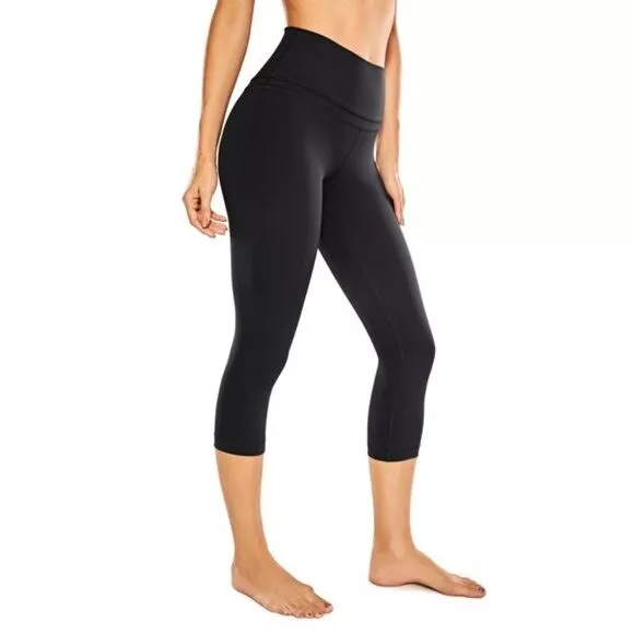 NWT NUX Activewear Thick Waistband Leggings Capri Pants High Waist Black  Small