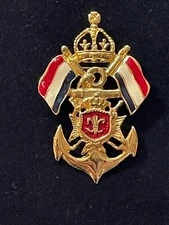 Premier Designs- Vintage Gold Tone Nautical Anchor Crown Flag Pin/Brooch