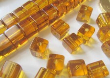 Perlas cubo cristal miel dorado 6 - 7 mm X 15 UNIDADES transparente abalorios