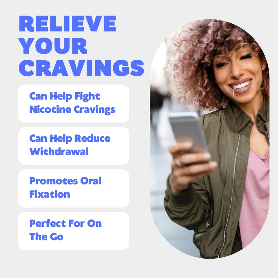 Paquete de 3 palillos de dientes con sabor infundido Quit-NIC para ayudar a dejar de fumar mentol fresco Foto 2 de 4