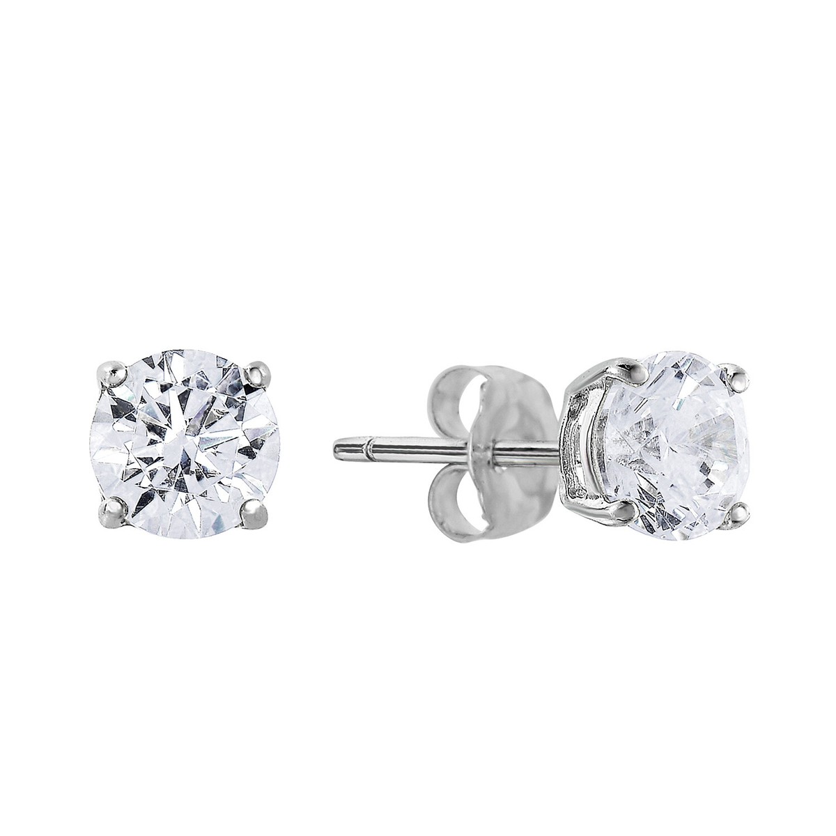 ピアス Silver925 Round / Disc / Coin Stud Earring with a Twist 925 Sterling Silver Solitaire Round CZ Stud Earrings Push