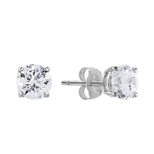 925 Sterling Silver Solitaire Round CZ Stud Earrings Push-back Sleeper Studs 5mm