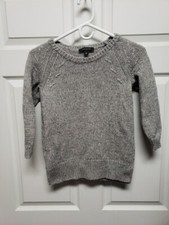 Ann Taylor Woman Sweater Size XS Long Sleeve Gray 3/4 Sleeves