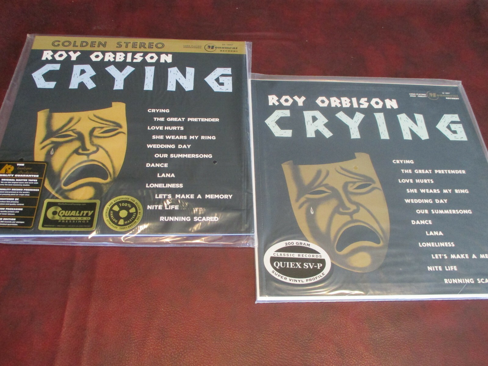 ROY ORBISON CRYING CLASSIC RECORDS 200 GRAM AUDIOPHILE MONO 33 + 45RPM STEREO