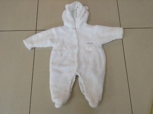 white fluffy snowsuit