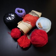 Set of 7 Mercerized Cotton Thread Spools Green Violet Black Orange Red N5475