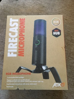 ADX Firecast Mikrofon RGB Gaming USB Mic mit Ständer Schwarz
