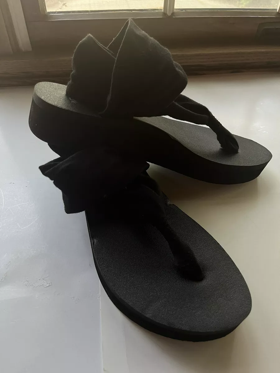 Sanuk ST Midform Sling Back Toe Post Sandals BLACK Womens Shoes 8