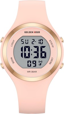 Waterproof Sport Women\'s Digital Chronograph Silicone Strap Watch Amazon.com: GOLDEN HOUR Waterproof Sport Women main image 4