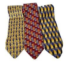 Robert Talbot Studio Men's Silk Tie Bundle of Three USA Made Yellow Red