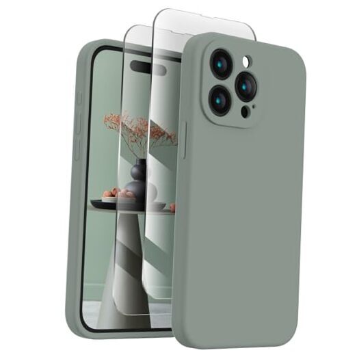 Designed for iPhone 15 Pro Max Case, Silicone Upgraded [Camera Calke Green