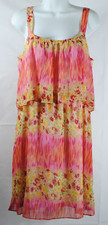 Emma and Michele Womens Size 12 Tired Pink Floral Strappy Sleeveless Dress