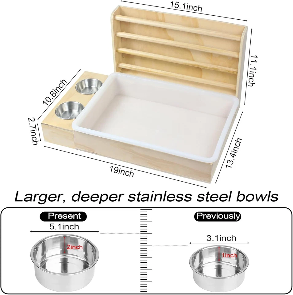 3 in 1 Rabbit Litter Box with Hay Feeder，Wooden Rabbit Hay Feeder，Rabbit Feed... - Image 2 of 2