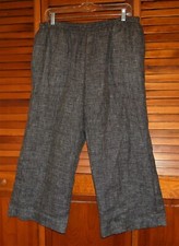 IC Collection by Connie K Lined Linen Crop Elastic Waist Pants Size Medium