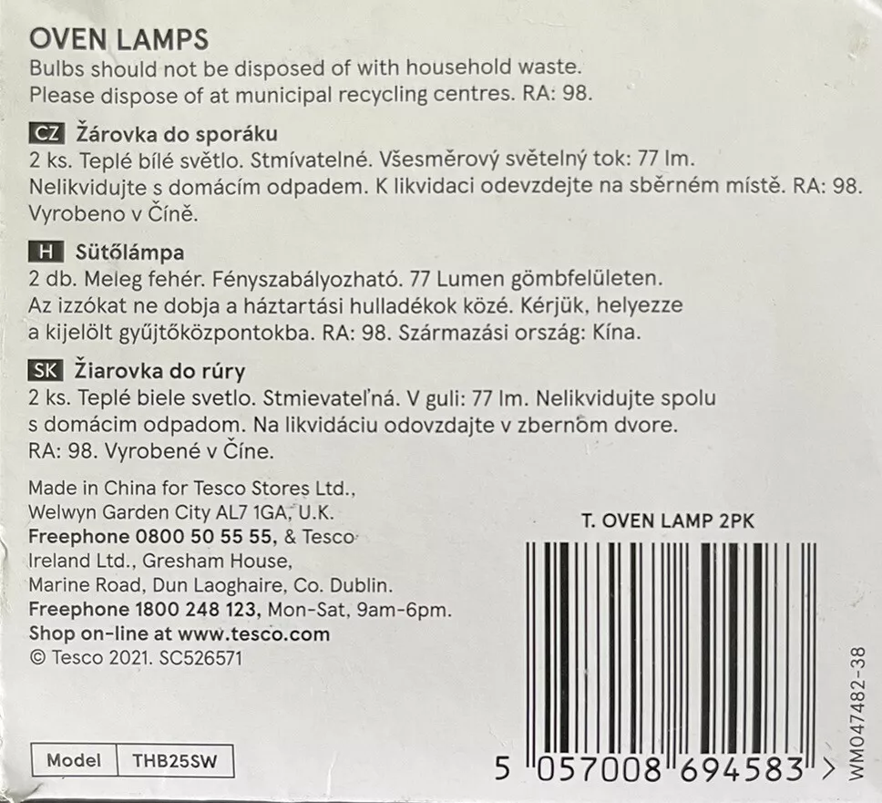 Oven bulb 25w on sale tesco