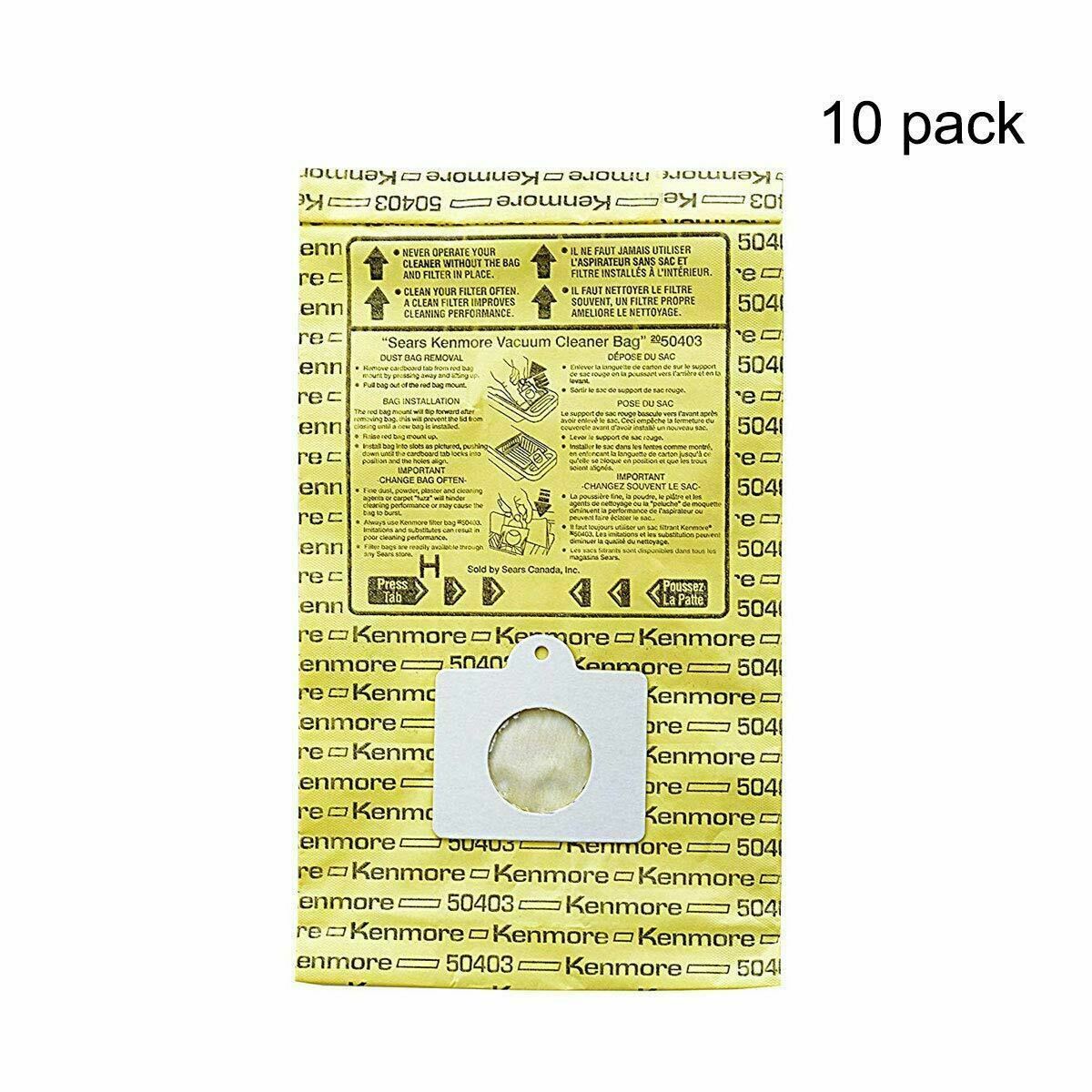 10 Pack Disposable Canister Vacuum Cleaner Bags for Kenmore 50403 by