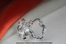 STERLING SILVER 15MM x 15MM RHODIUM PLATED WAVY HUGGY HUGGIE HOOP EARRINGS