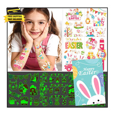 Glow Easter Basket Stuffers for Kids, 120 Styles Temporary Tattoos for Kids Spr