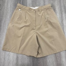 Vintage LIZGOLF Women's Golf Shorts CoolMax Pleated High Waist Khaki Beige sz 12
