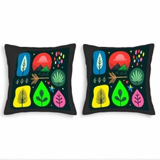 Vibrant Decorative Throw Pillow Covers 18x18in Set of 2-Colorful Nature-Inspired