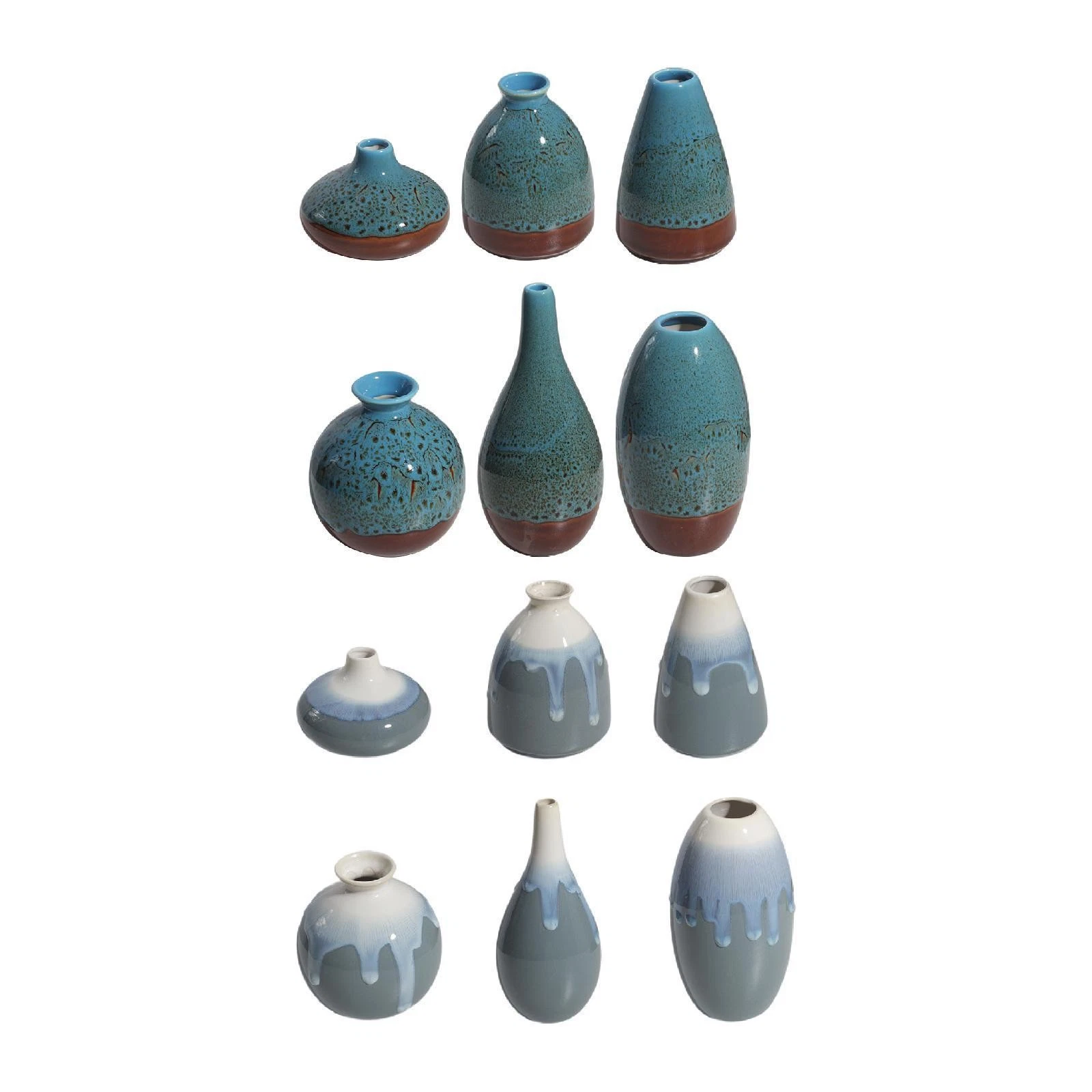 6Pcs Ceramic Vase Set Dried Flower Container Flowers Arrangement Home Decor for