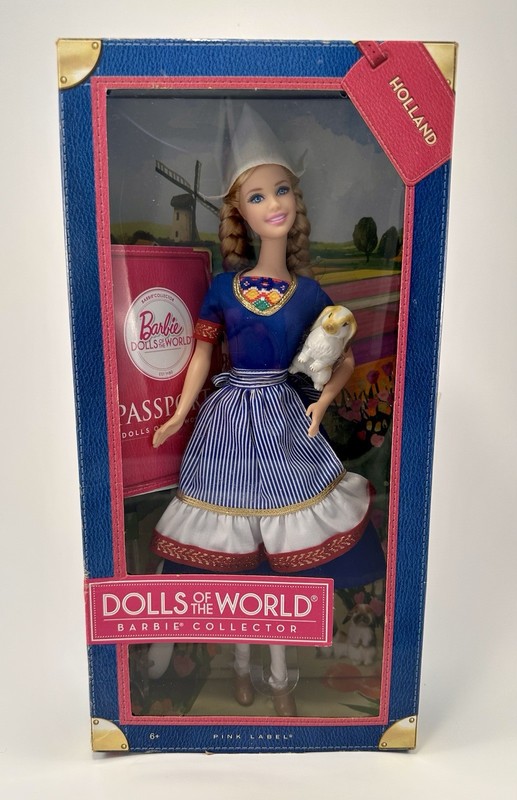 Mattel Barbie Dolls of the World Holland Pink Label Stand Box opened NRFB