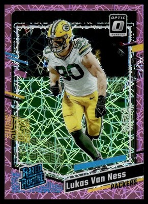 2023 Donruss Optic Pink Velocity Lukas Van Ness Rookie 30/79 Green Bay Packers
